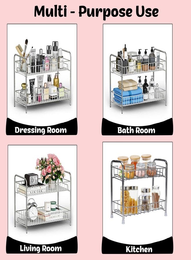 BIRDWING 2-Tier Silver Portable Multipurpose Kitchen organizer | Kitchen Rack/Trolley | Spice Organizer Standing Rack for Counter top - Image 2